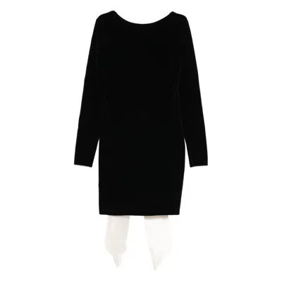 Never Fully Dressed Bow-detail Long-sleeve Mini Dress In Black