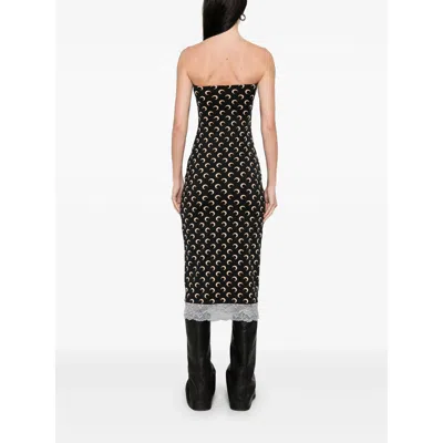 Marine Serre Crescent Moon Strapless Jersey Midi Dress In Black