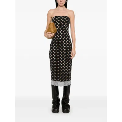 Marine Serre Crescent Moon Strapless Jersey Midi Dress In Black