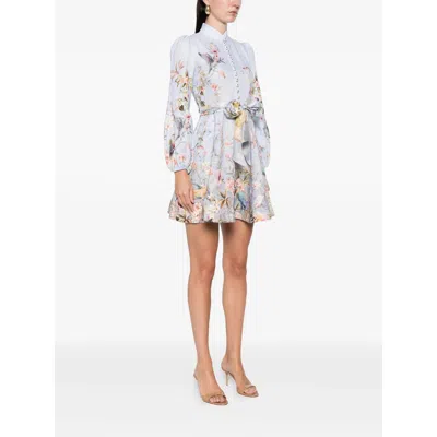 Zimmermann Rebellion Button Mini Dress In Blue