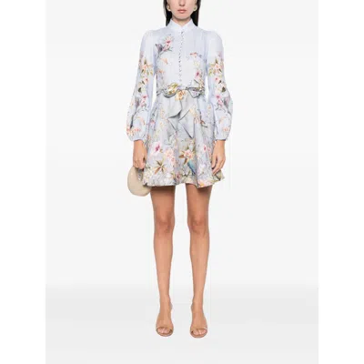 Zimmermann Rebellion Button Mini Dress In Blue