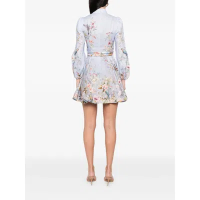 Zimmermann Rebellion Button Mini Dress In Blue