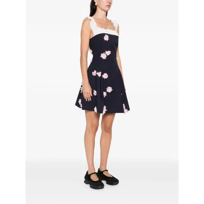 Stine Goya Ruffled Floral Mini Dress In Black