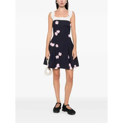 Stine Goya Ruffled Floral Mini Dress In Black