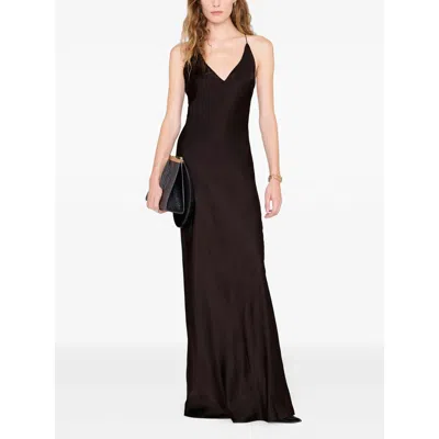 Anine Bing Laurel Silk-blend Satin Maxi Dress In Black