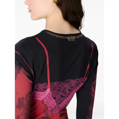 Marine Serre Printed-lace Jersey Dress In Red