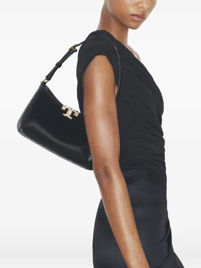 Tory Burch Eleanor Slim Leather Shoulder Bag In Black