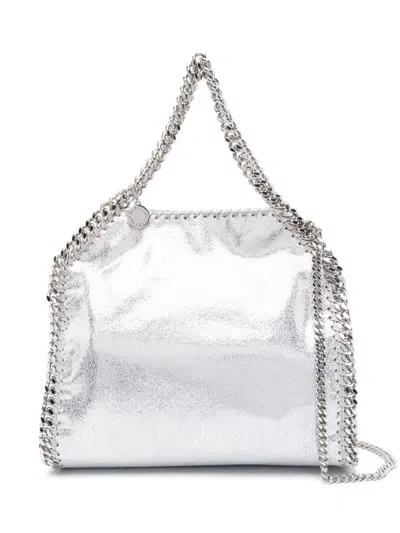 Stella Mccartney Mini Falabella Metallic Faux Leather Tote In Silver