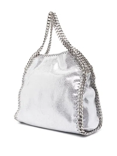 Stella Mccartney Mini Falabella Metallic Faux Leather Tote In Silver