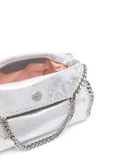 Stella Mccartney Mini Falabella Metallic Faux Leather Tote In Silver