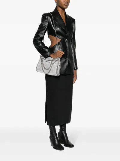 Stella Mccartney Mini Falabella Metallic Faux Leather Tote In Silver
