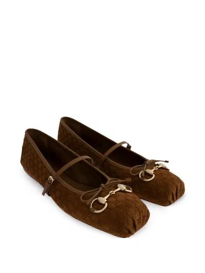 Gucci Horsebit Ballets In Brown