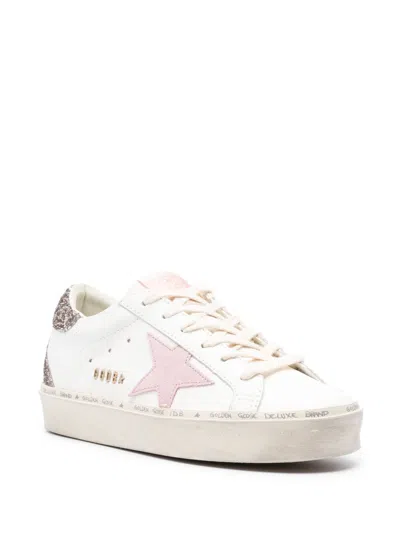 Golden Goose Hi Star White Pink Leather And Glitter Womas Sneakers In Multi