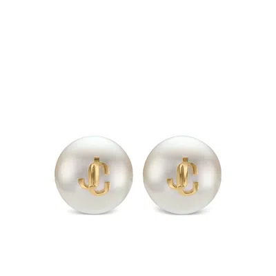 Jimmy Choo Women Maxi Pearl Studs Earrings In White