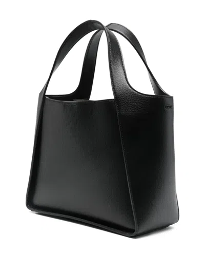 Stella Mccartney Leather Tote Bag With Logo Detail In Black
