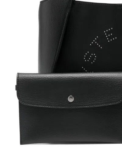 Stella Mccartney Leather Tote Bag With Logo Detail In Black