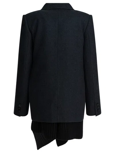 Sacai Long Wool Coat Jackets And Coats Grey In Black