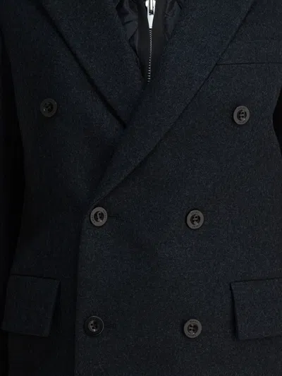 Sacai Long Wool Coat Jackets And Coats Grey In Black
