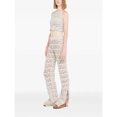 Alanui Lagoon Romance Cotton Trousers In Neutral