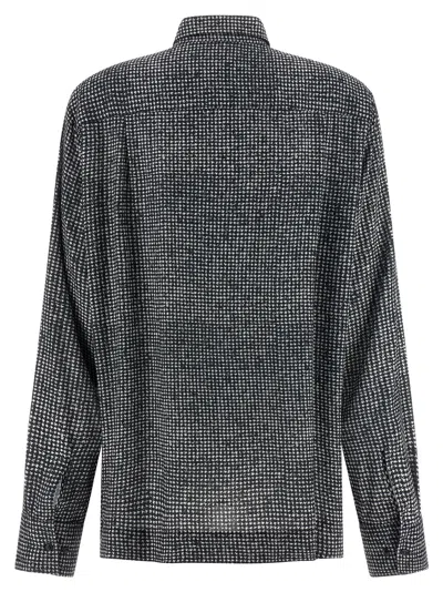 Ermanno Scervino Rhinestone Plastron Shirt Shirt And Blouse White/black In Gray