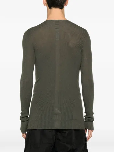 Rick Owens Ribbed Wool Sweater In Green