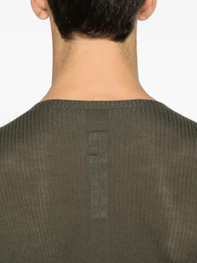 Rick Owens Ribbed Wool Sweater In Green