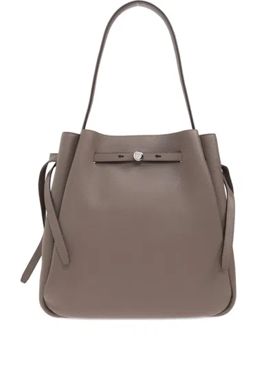 Tory Burch Large Romy Leather Bucket Bag In Gray