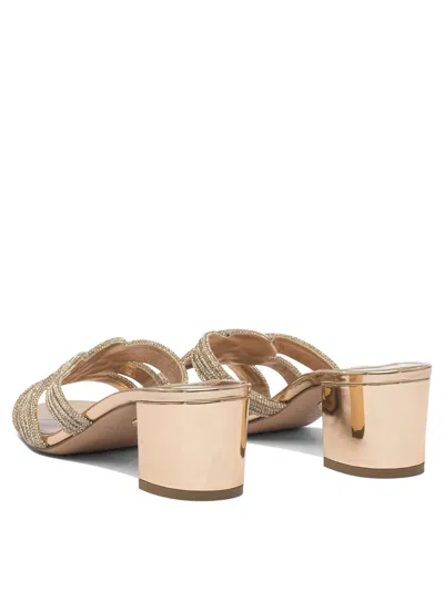 Aquazzura Felix Crystal-embellished Block-heel Sandals In Gold