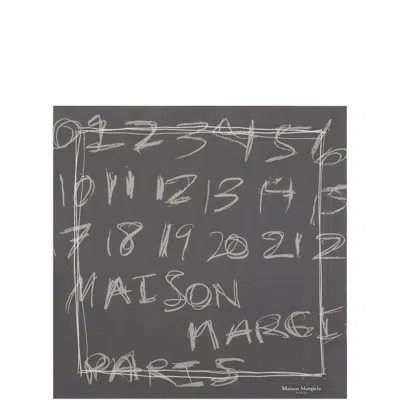 Maison Margiela Numbered Foulard Scarf In Gray