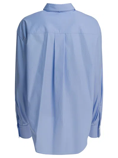 Brunello Cucinelli Women Collar Shirt With Bow In Blue