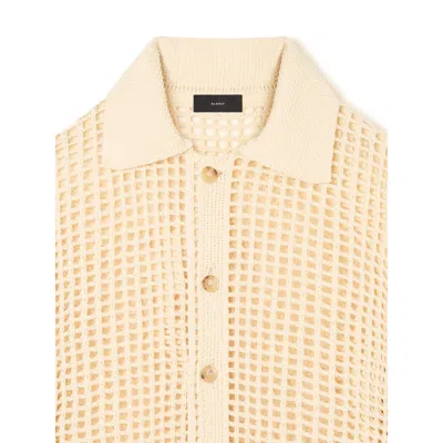 Alanui Where The Wave Begins Openwork Buttoned Shirt In Gold