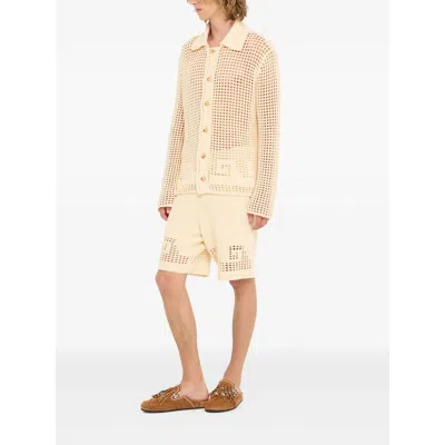 Alanui Where The Wave Begins Openwork Buttoned Shirt In Gold