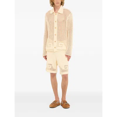 Alanui Where The Wave Begins Openwork Buttoned Shirt In Gold