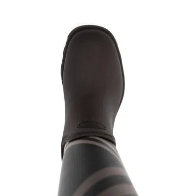 Burberry Rubber Marsh Stamp Check Rain Boots In Brown