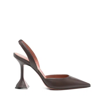 Amina Muaddi 95mm Holli Pointed Slingback Pumps In Brown