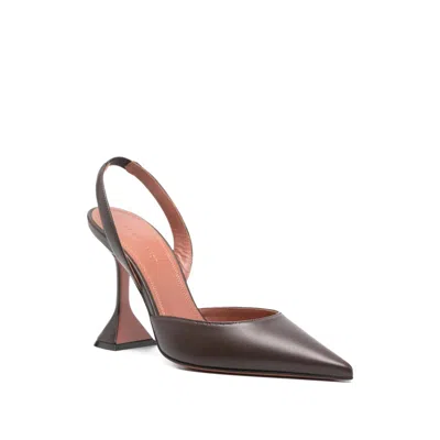 Amina Muaddi 95mm Holli Pointed Slingback Pumps In Brown