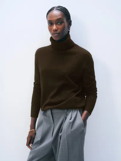 White & Warren Cashmere Turtleneck Sweater In Brown In Brown