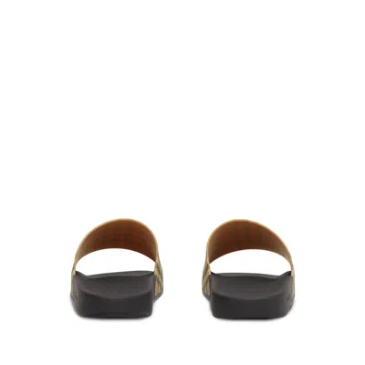 Burberry Men Beige Vintage Check Print Slides Man In Black