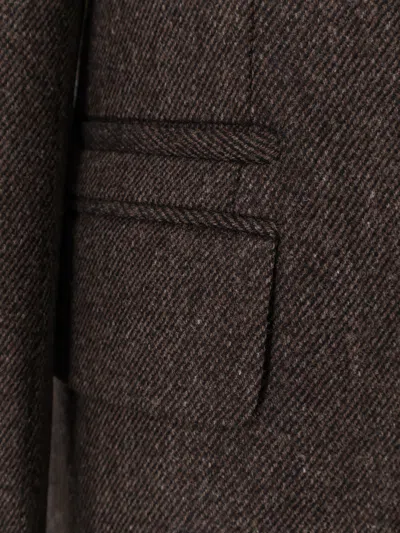 Zegna Long Single-breasted Wool Coat With Flap Pockets In Brown