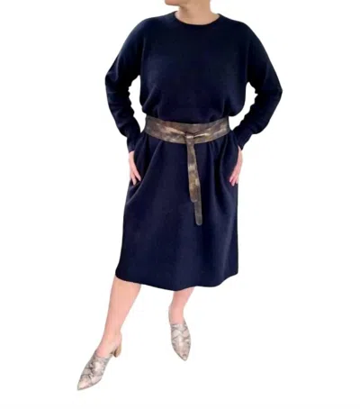 C.t.plage Cashmere Oversized Midi Dress In Midnight Blue In Blue