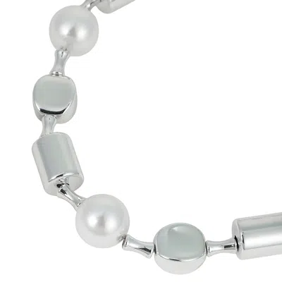 Sohi Women's The Spherical-block Collar Necklace - Chrome Silver In Metallic