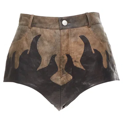 Alessandra Rich Patchwork Flame Shorts In Brown