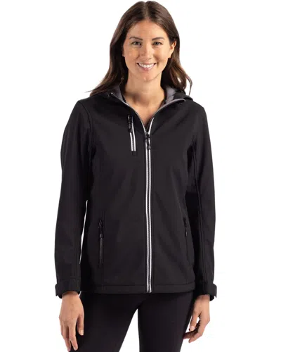 Clique Telemark Eco Stretch Softshell Full Zip Womens Hooded Jacket In Black