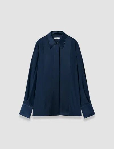 Joseph Childs Silk Satin Blouse In Blue