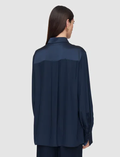 Joseph Childs Silk Satin Blouse In Blue