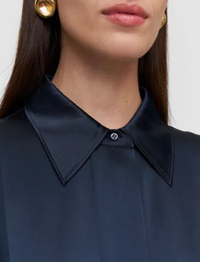 Joseph Childs Silk Satin Blouse In Blue