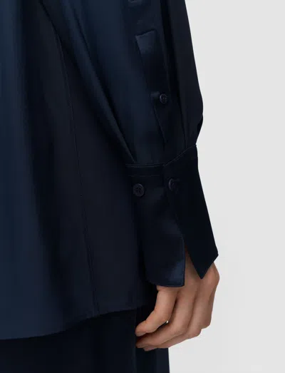 Joseph Childs Silk Satin Blouse In Blue