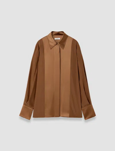 Joseph Childs Silk Satin Blouse In Brown
