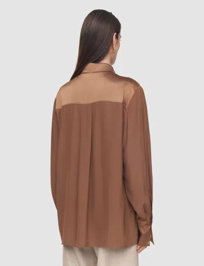 Joseph Childs Silk Satin Blouse In Brown