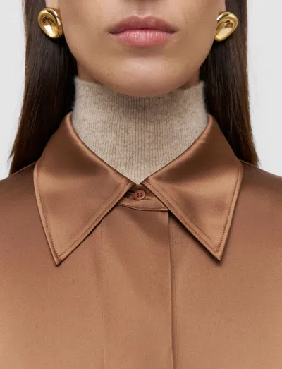 Joseph Childs Silk Satin Blouse In Brown